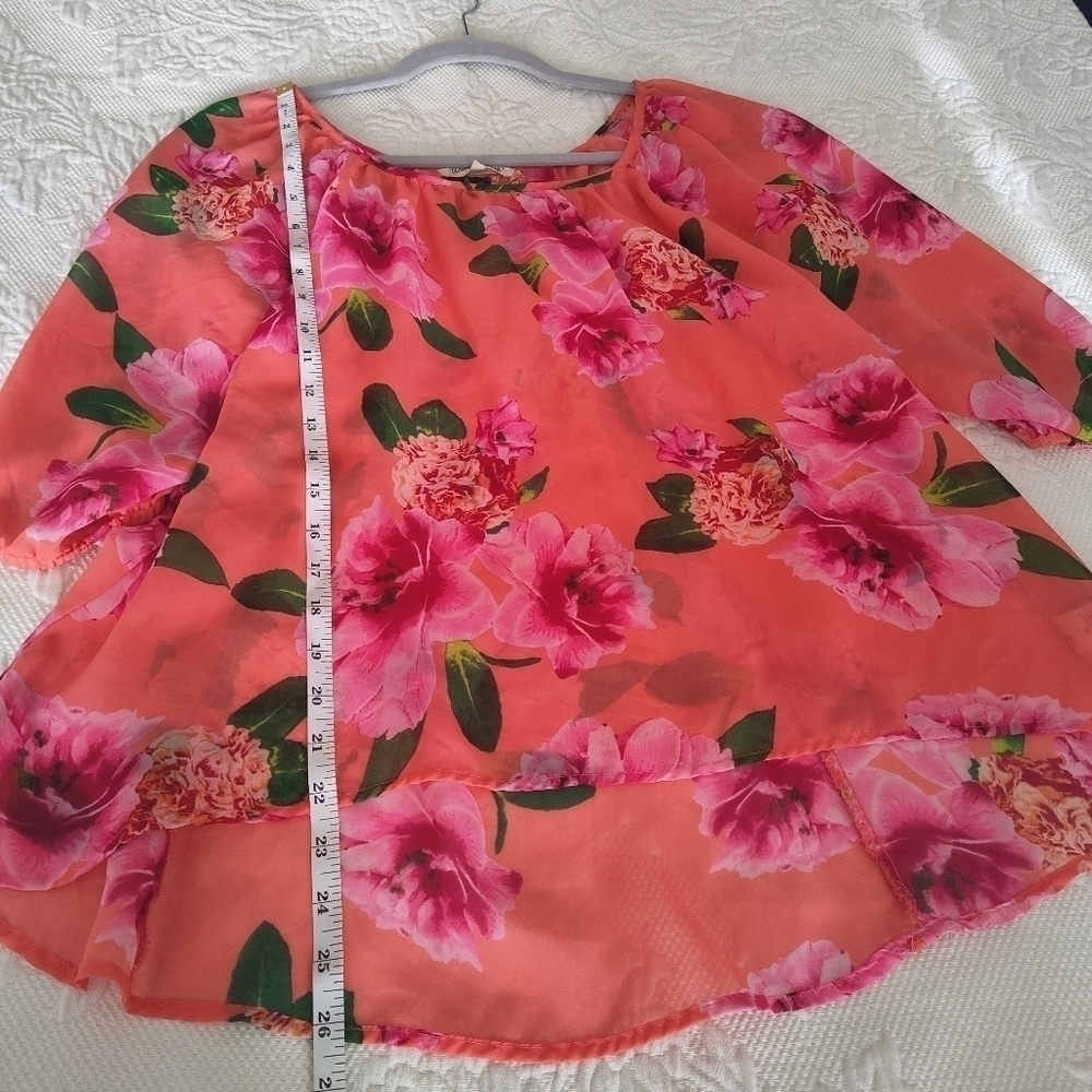 Wishful Park Sheer Floral Top Blouse Size M - Picture 8 of 10
